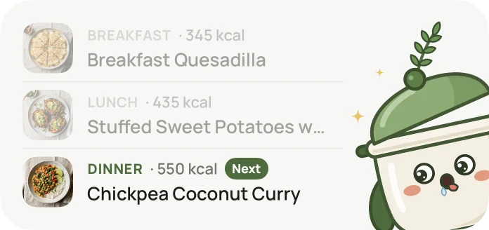 Pip's medium widget: today's meals, with dinner next